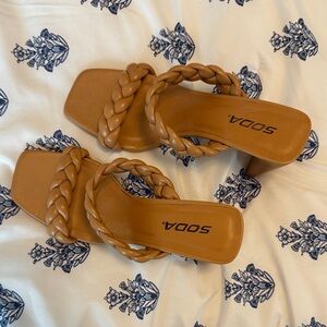Soda Women's Brown Braided Heels